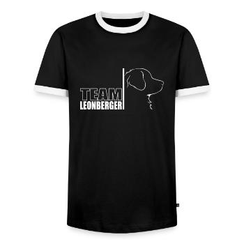 TEAM Leonberger Dog Dog Wilsigns - Men's Ringer Shirt - black/white - Front - AI Model Female 172 light (172cm) & AI Model Male 178 light (178cm)