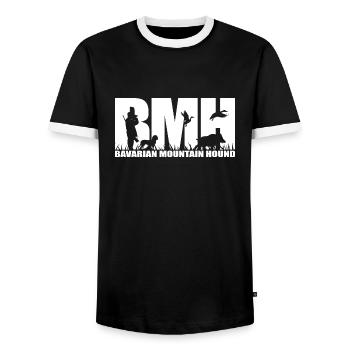 BMH BAVARIAN MOUNTAIN HOUND Hunting Dogs Wilsigns - Men's Ringer Shirt - black/white - Front - AI Model Female 172 light (172cm) & AI Model Male 178 light (178cm)