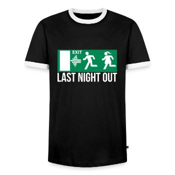 Last Night Out - Man - Männer Kontrast-T-Shirt - Schwarz/Weiß - Vorne - AI Model Female 172 light (172cm) & AI Model Male 178 light (178cm)