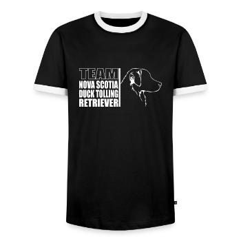 ÉQUIPE Nouvelle-Écosse Duck Tolling Retriever Wilsigns - T-shirt contrasté Homme - noir/blanc - Devant - AI Model Female 172 light (172cm) & AI Model Male 178 light (178cm)