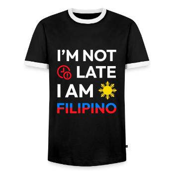 Ich bin nicht zu spät Ich bin Filipino Design für - Männer Kontrast-T-Shirt - Schwarz/Weiß - Vorne - AI Model Female 172 light (172cm) & AI Model Male 178 light (178cm)