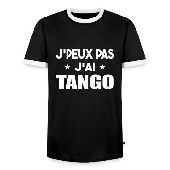 J'peux pas j'ai tango t-shirt cadeau danse - T-shirt contrasté Homme - noir/blanc - Devant - AI Model Female 172 light (172cm) & AI Model Male 178 light (178cm)