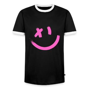 SOURIRE SMILE AND CLIN of OEIL gift humor idea - Men's Ringer Shirt - black/white - Front - AI Model Female 172 light (172cm) & AI Model Male 178 light (178cm)