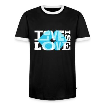 L’amour est l’amour pour les chemises noires - T-shirt contrasté Homme - noir/blanc - Devant - AI Model Female 172 light (172cm) & AI Model Male 178 light (178cm)