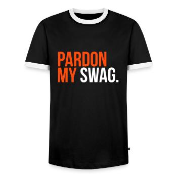 pardon my swag - T-shirt contrasté Homme - noir/blanc - Devant - AI Model Female 172 light (172cm) & AI Model Male 178 light (178cm)
