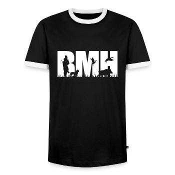 BMH BAVARIAN MOUNTAIN HOUND Hunting Dogs Wilsigns - Men's Ringer Shirt - black/white - Front - AI Model Female 172 light (172cm) & AI Model Male 178 light (178cm)