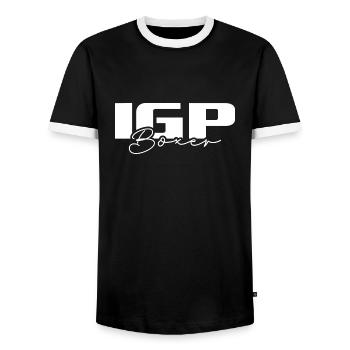 IGP BOXER Wilsigns Hundesport Hunde Hund Geschenke - Männer Kontrast-T-Shirt - Schwarz/Weiß - Vorne - AI Model Female 172 light (172cm) & AI Model Male 178 light (178cm)