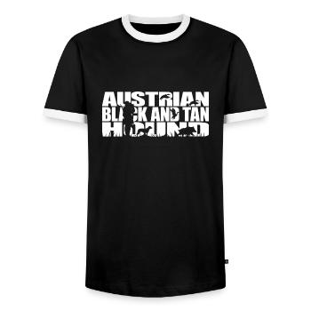 AUSTRIAN BLACK AND TAN HOUND Hunting Dogs Wilsigns - Men's Ringer Shirt - black/white - Front - AI Model Female 172 light (172cm) & AI Model Male 178 light (178cm)