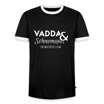 Vater und Sohn ein Team Geschenk Idee - Männer Kontrast-T-Shirt - Schwarz/Weiß - Vorne - AI Model Female 172 light (172cm) & AI Model Male 178 light (178cm)