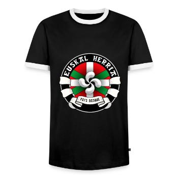 Pays Basque - Euskal Herria - T-shirt contrasté Homme - noir/blanc - Devant - AI Model Female 172 light (172cm) & AI Model Male 178 light (178cm)