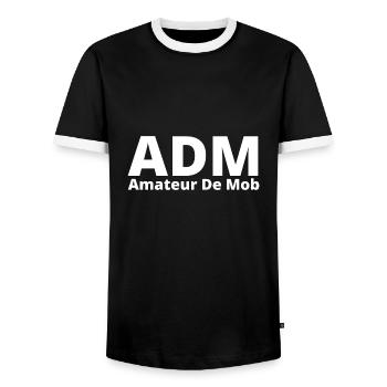 ADM Amateur De Mob. Moped Geschenk - Männer Kontrast-T-Shirt - Schwarz/Weiß - Vorne - AI Model Female 172 light (172cm) & AI Model Male 178 light (178cm)