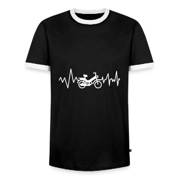 T shirt battement de cœur Mob. Cadeau mobylette - T-shirt contrasté Homme - noir/blanc - Devant - AI Model Female 172 light (172cm) & AI Model Male 178 light (178cm)