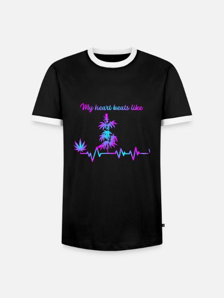 My heart beats like - Männer Kontrast-T-Shirt - Schwarz/Weiß
