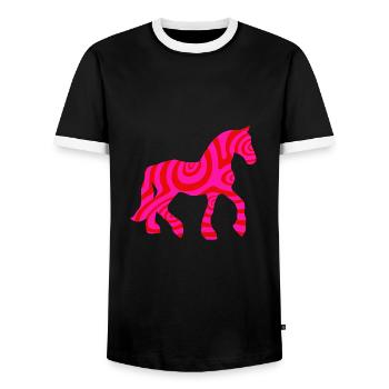 Chemise western poney équestre équitation chevaux - T-shirt contrasté Homme - noir/blanc - Devant - AI Model Female 172 light (172cm) & AI Model Male 178 light (178cm)
