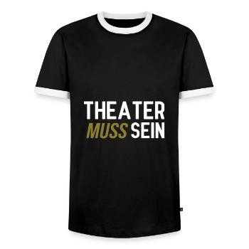 Theater muss sein - Männer Kontrast-T-Shirt - Schwarz/Weiß - Vorne - AI Model Female 172 light (172cm) & AI Model Male 178 light (178cm)