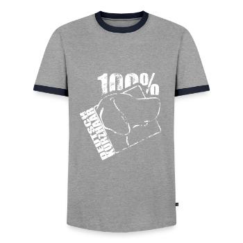 GERMAN SHORTHAIR 100 Dogs Dog Wilsigns Hunting Dogs - Men's Ringer Shirt - grey/navy  - Front - AI Model Female 172 light (172cm) & AI Model Male 178 light (178cm)