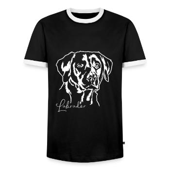 LABRADOR RETRIEVER Dogs Dog Labbi Wilsigns - Men's Ringer Shirt - black/white - Front - AI Model Female 172 light (172cm) & AI Model Male 178 light (178cm)