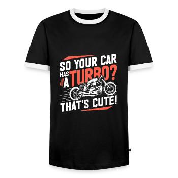 Bobber Motorcycle Racing Motorcyclist Saying - Men's Ringer Shirt - black/white - Front - AI Model Female 172 light (172cm) & AI Model Male 178 light (178cm)