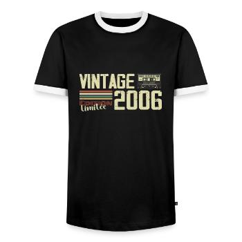 2006 Vintage Rétro Cadeau D'anniversaire 2006 - T-shirt contrasté Homme - noir/blanc - Devant - AI Model Female 172 light (172cm) & AI Model Male 178 light (178cm)