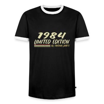 Cadeau D'anniversaire 1984 Idée Cadeau 1984 - T-shirt contrasté Homme - noir/blanc - Devant - AI Model Female 172 light (172cm) & AI Model Male 178 light (178cm)