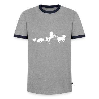 Ferme - T-shirt contrasté Homme - gris/marine  - Devant - AI Model Female 172 light (172cm) & AI Model Male 178 light (178cm)