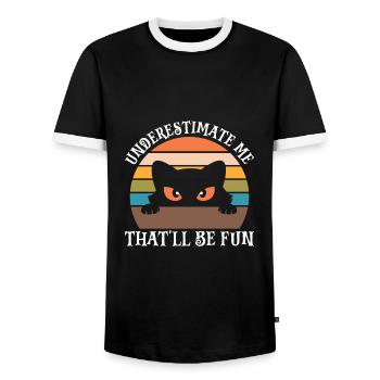 Halloween Katze Hexe - Männer Kontrast-T-Shirt - Schwarz/Weiß - Vorne - AI Model Female 172 light (172cm) & AI Model Male 178 light (178cm)