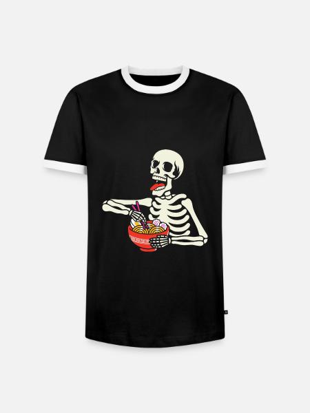 Halloween Skeleton Ramen - Men's Ringer Shirt - black/white