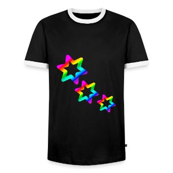 bunte Sterne Regenbogen - Männer Kontrast-T-Shirt - Schwarz/Weiß - Vorne - AI Model Female 172 light (172cm) & AI Model Male 178 light (178cm)