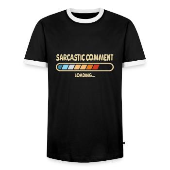 Chargement de commentaires sarcastiques - T-shirt contrasté Homme - noir/blanc - Devant - AI Model Female 172 light (172cm) & AI Model Male 178 light (178cm)