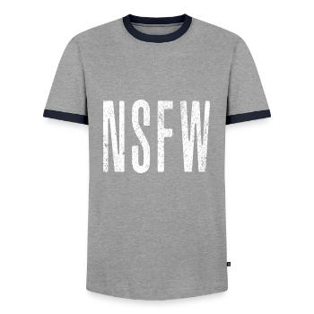 Not Safe For Work - Männer Kontrast-T-Shirt - Grau/Navy  - Vorne - AI Model Female 172 light (172cm) & AI Model Male 178 light (178cm)