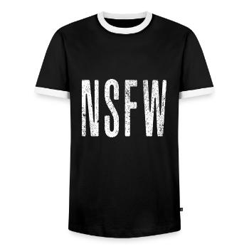 Not Safe For Work - Männer Kontrast-T-Shirt - Schwarz/Weiß - Vorne - AI Model Female 172 light (172cm) & AI Model Male 178 light (178cm)