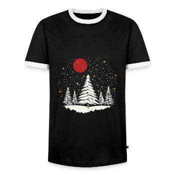 Minimalistisch Weihnachten Weihnachtsbaum Xmas - Männer Kontrast-T-Shirt - Schwarz/Weiß - Vorne - AI Model Female 172 light (172cm) & AI Model Male 178 light (178cm)