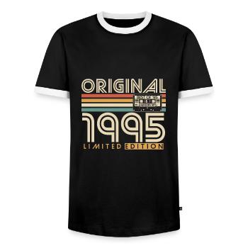 1995 Vintage anniversaire Vintage rétro cadeau - T-shirt contrasté Homme - noir/blanc - Devant - AI Model Female 172 light (172cm) & AI Model Male 178 light (178cm)