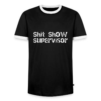 Shit Show Supervisor - Männer Kontrast-T-Shirt - Schwarz/Weiß - Vorne - AI Model Female 172 light (172cm) & AI Model Male 178 light (178cm)