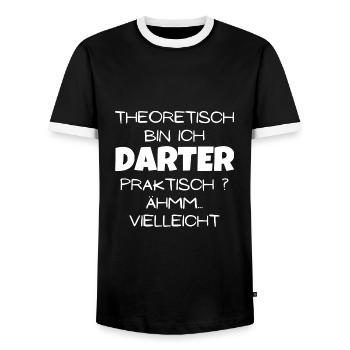Theoretisch Darter - Männer Kontrast-T-Shirt - Schwarz/Weiß - Vorne - AI Model Female 172 light (172cm) & AI Model Male 178 light (178cm)