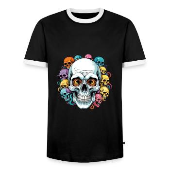 Grand crâne et de nombreuses petites godilles colorées - T-shirt contrasté Homme - noir/blanc - Devant - AI Model Female 172 light (172cm) & AI Model Male 178 light (178cm)