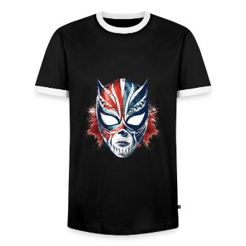 Lucha Libre Mexikanische Wrestling Maske Luchador - Männer Kontrast-T-Shirt - Schwarz/Weiß - Vorne - AI Model Female 172 light (172cm) & AI Model Male 178 light (178cm)