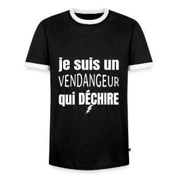 vendangeur qui déchire - T-shirt contrasté Homme - noir/blanc - Devant - AI Model Female 172 light (172cm) & AI Model Male 178 light (178cm)