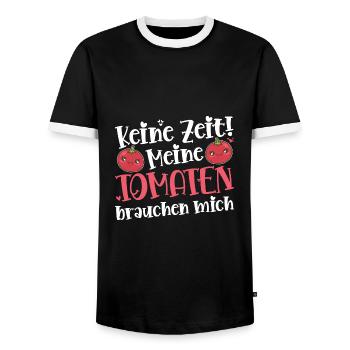 Keine Zeit Meine Tomaten Brauchen Mich - Männer Kontrast-T-Shirt - Schwarz/Weiß - Vorne - AI Model Female 172 light (172cm) & AI Model Male 178 light (178cm)