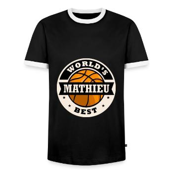 Mathieu world s best joueur de basketball - T-shirt contrasté Homme - noir/blanc - Devant - AI Model Female 172 light (172cm) & AI Model Male 178 light (178cm)