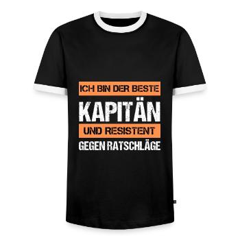 Capitaine résistant - T-shirt contrasté Homme - noir/blanc - Devant - AI Model Female 172 light (172cm) & AI Model Male 178 light (178cm)