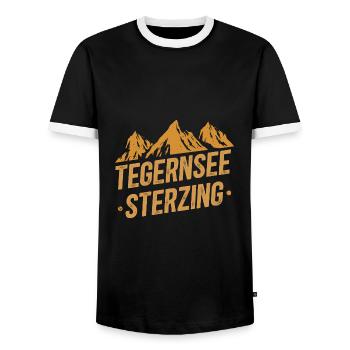 Traversée des Alpes Tegernsee Sterzing - T-shirt contrasté Homme - noir/blanc - Devant - AI Model Female 172 light (172cm) & AI Model Male 178 light (178cm)
