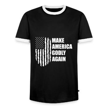 Rendre l’Amérique pieuse, aimer à nouveau la foi de Dieu - T-shirt contrasté Homme - noir/blanc - Devant - AI Model Female 172 light (172cm) & AI Model Male 178 light (178cm)