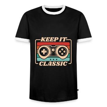 Retro Zocker Sprüche Gaming Geschenk - Männer Kontrast-T-Shirt - Schwarz/Weiß - Vorne - AI Model Female 172 light (172cm) & AI Model Male 178 light (178cm)