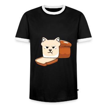 Halloween Katze Hexe - Männer Kontrast-T-Shirt - Schwarz/Weiß - Vorne - AI Model Female 172 light (172cm) & AI Model Male 178 light (178cm)