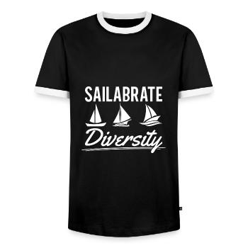 Drôle de dicton de voilier pour le capitaine du bateau - T-shirt contrasté Homme - noir/blanc - Devant - AI Model Female 172 light (172cm) & AI Model Male 178 light (178cm)