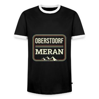 Crossing the Alps Oberstdorf Merano E5 long-distance hiking trail - Men's Ringer Shirt - black/white - Front - AI Model Female 172 light (172cm) & AI Model Male 178 light (178cm)