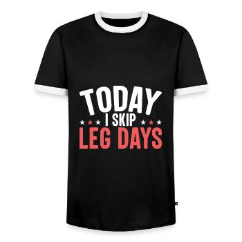 Aujourd’hui, je saute les jours des jambes - T-shirt contrasté Homme - noir/blanc - Devant - AI Model Female 172 light (172cm) & AI Model Male 178 light (178cm)