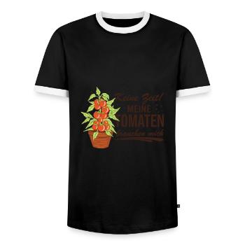 Keine Zeit Meine Tomaten Brauchen Mich - Männer Kontrast-T-Shirt - Schwarz/Weiß - Vorne - AI Model Female 172 light (172cm) & AI Model Male 178 light (178cm)