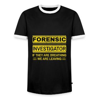 Forensic Technician Crime Scene Investigator Forensic Sentence - Men's Ringer Shirt - black/white - Front - AI Model Female 172 light (172cm) & AI Model Male 178 light (178cm)